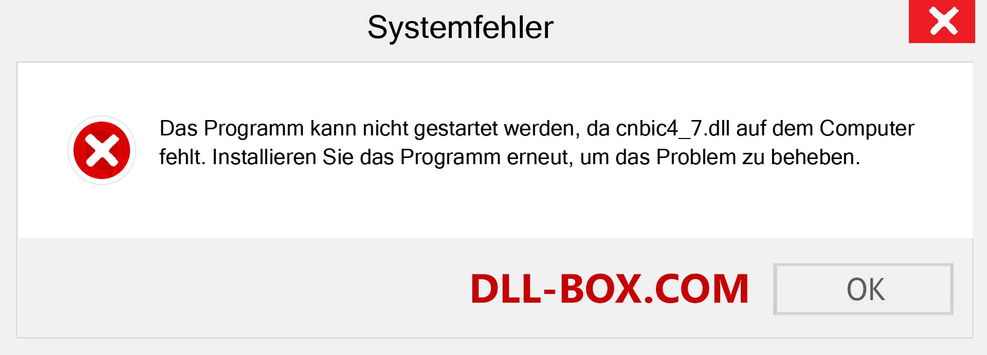 cnbic4_7.dll-Datei fehlt?. Download für Windows 7, 8, 10 - Fix cnbic4_7 dll Missing Error unter Windows, Fotos, Bildern